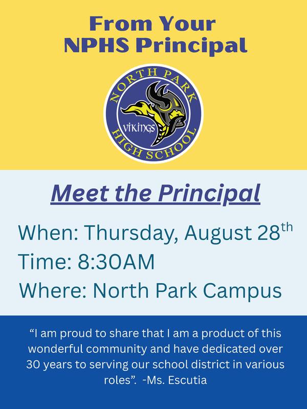 Flyer for event on August 28th at 8:30 am at North Park High School.