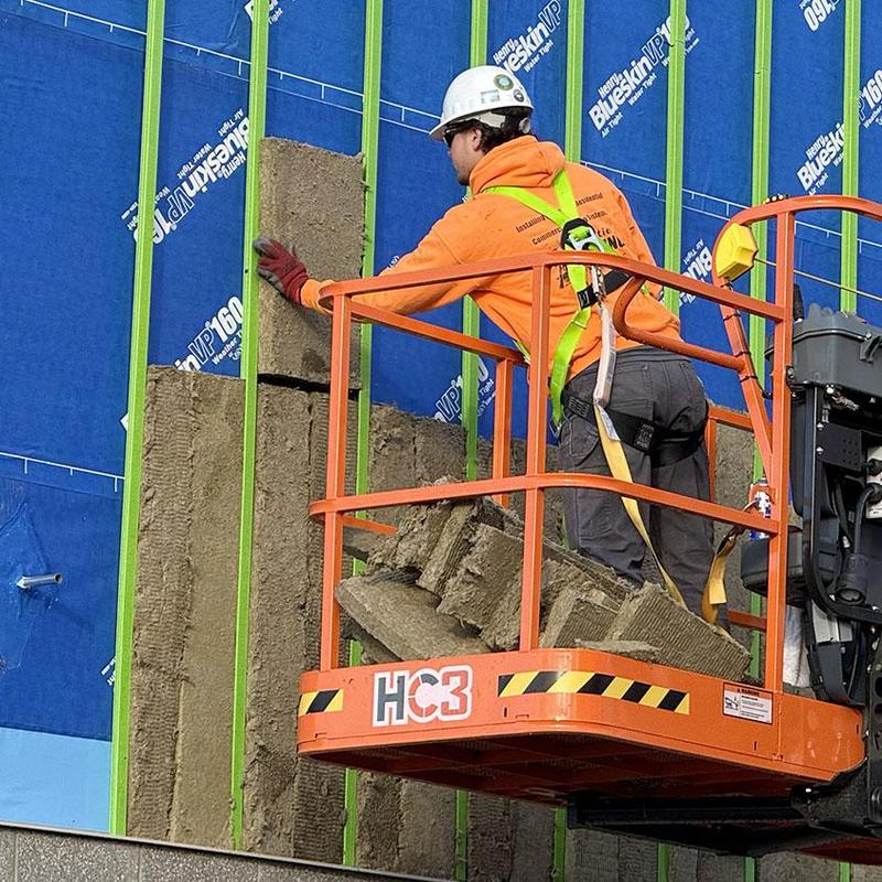 exterior insulation being installed on pre-K addition