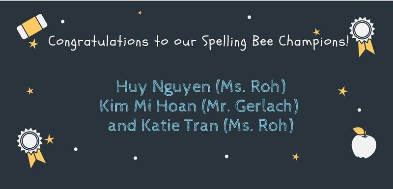 Congratulations to our Spelling Bee Champions!