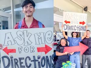 students holdup signs