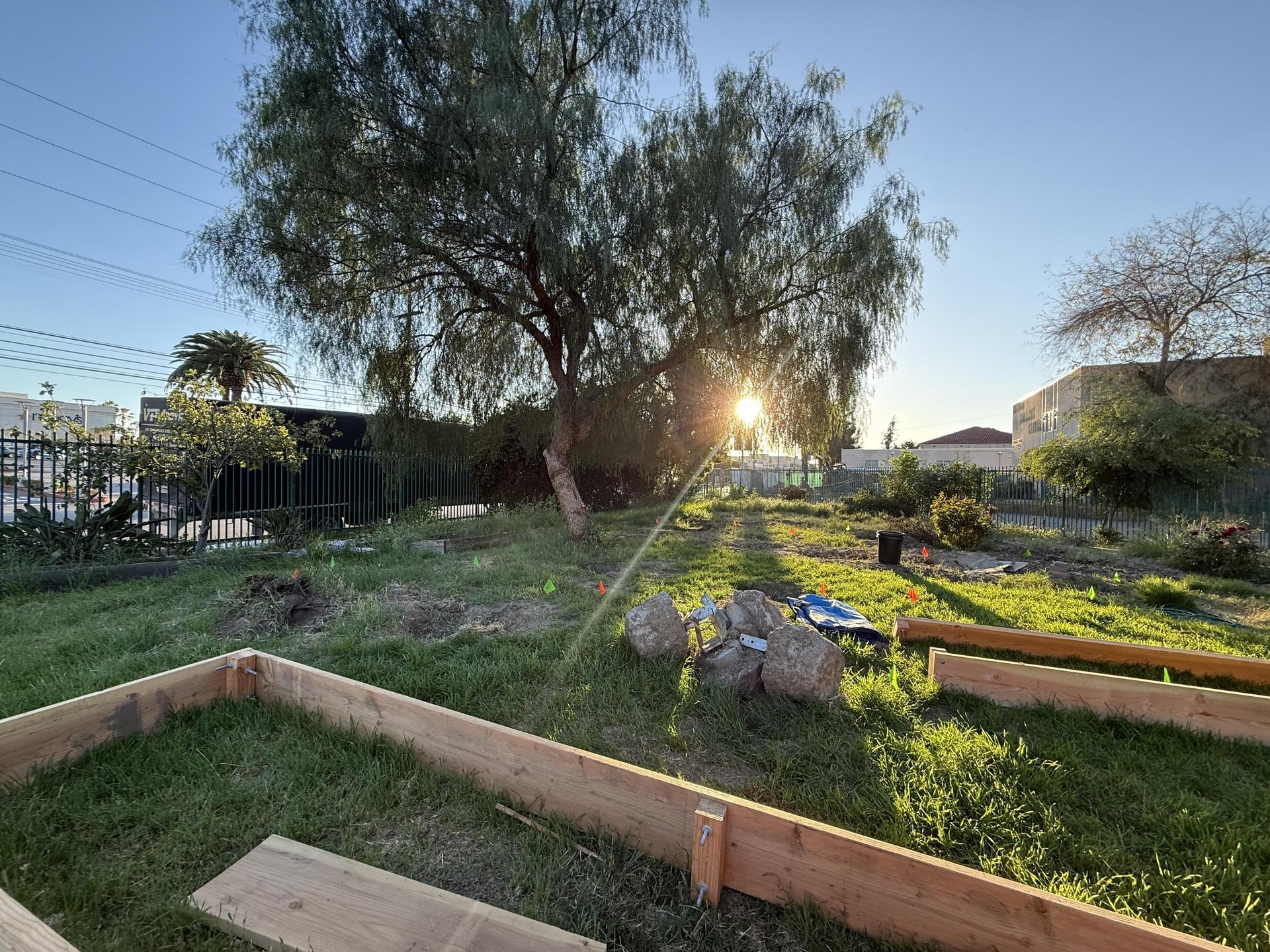 Building raised beds to grow food!