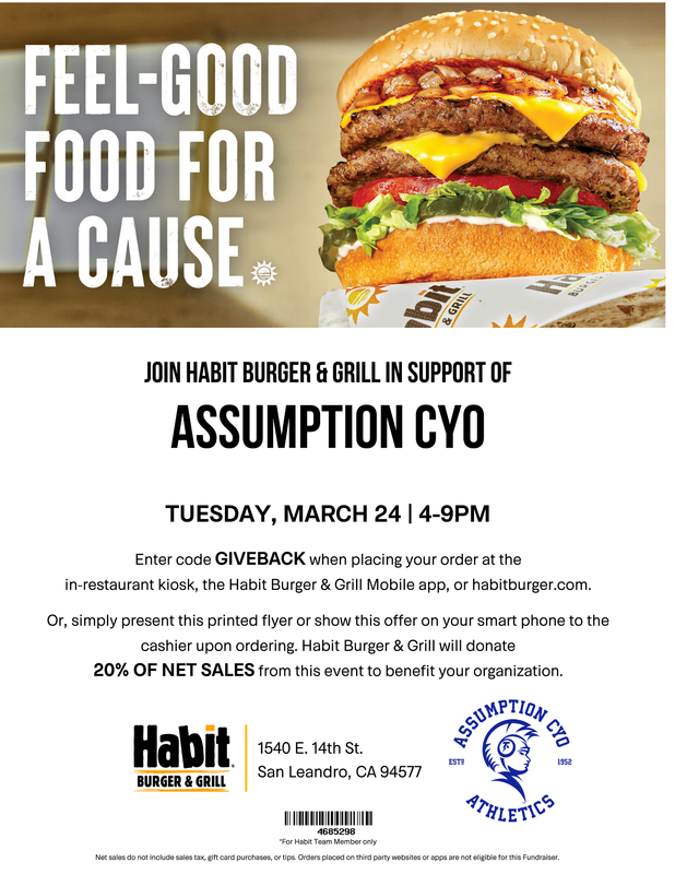 CYO Habit Burger & Grill Fundraiser!!