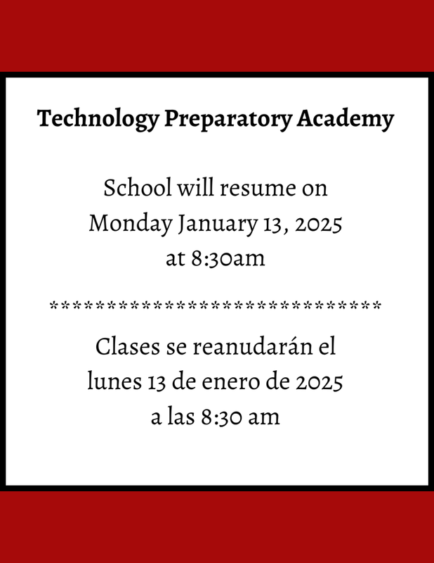 Classes will resume on Monday January 13, 2025    /    Clases reanuadran el 13 de Enero, 2025