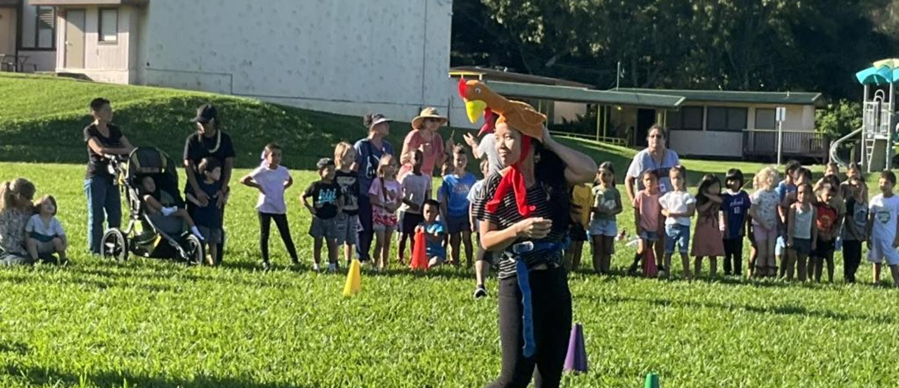 Mrs. Kise dressed as a turkey at Turkey Trot