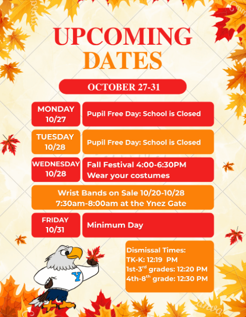 Upcoming Dates: October 27 - 31