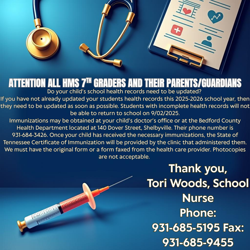 Does your 7th Grader have updated medical records?