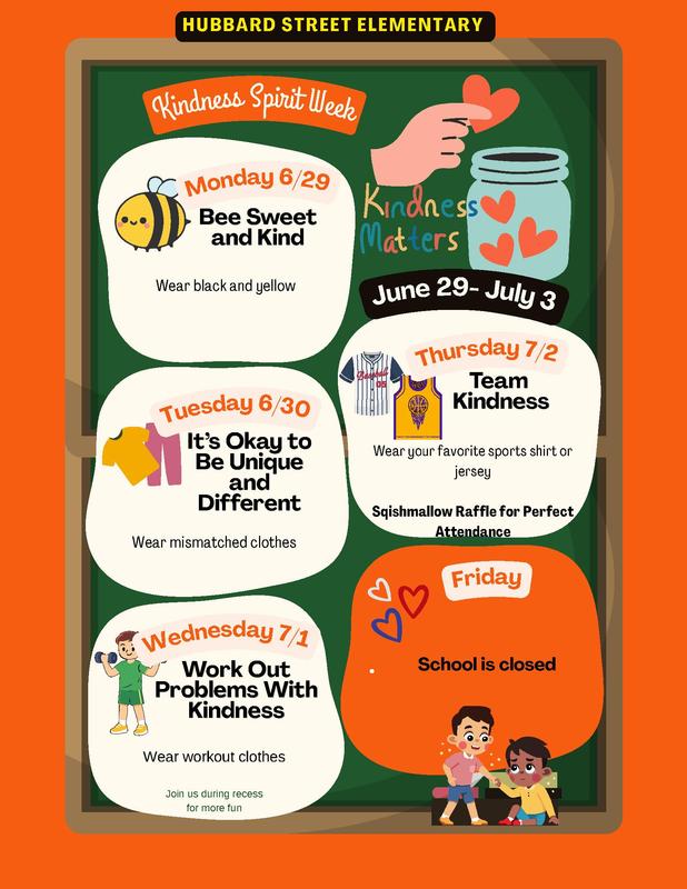 Hubbard Summer School Spirit Week Flier