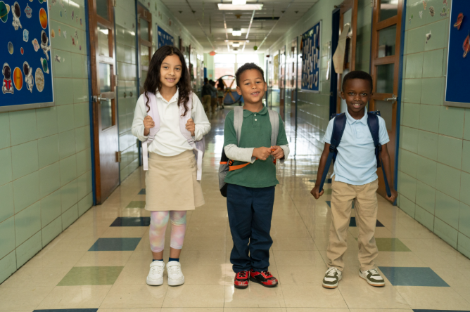 students in hallway