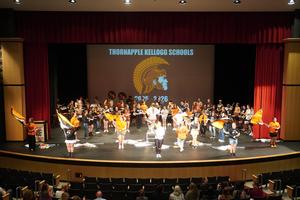TKHS Marching Band performs for staff on staff opening day.