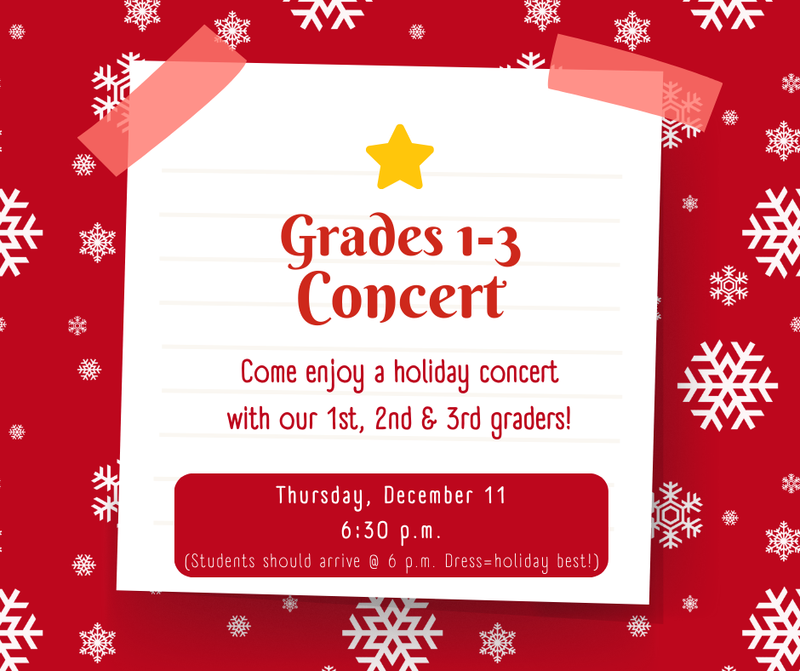 Grade 1 through 3 Holiday Concert
