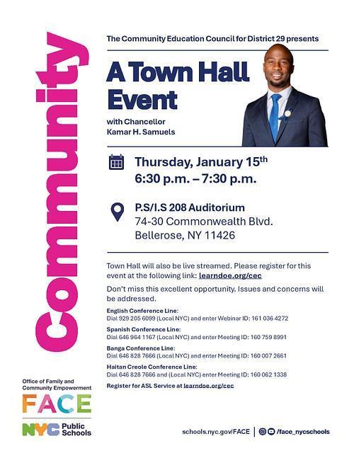 Flyer for town hall event