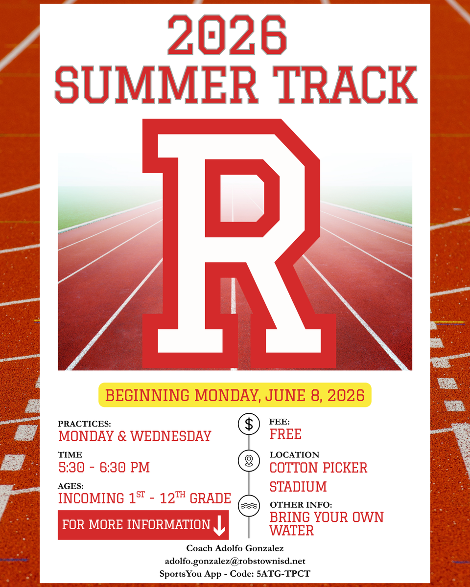 Poster detailing 2026 Summer Track program with schedule and contact info.