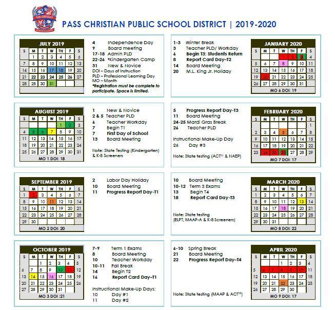 2019-2020 Calendar