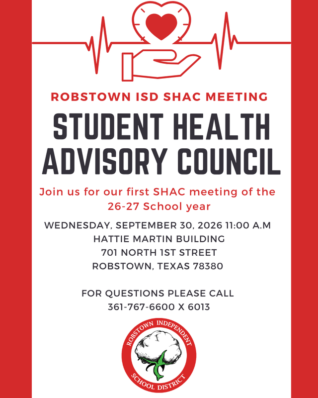 Robstown ISD to Host First SHAC Meeting of the School Year Featured Photo