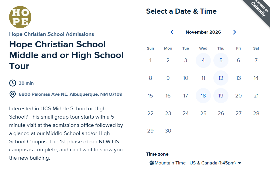 Middle & High School Tours
