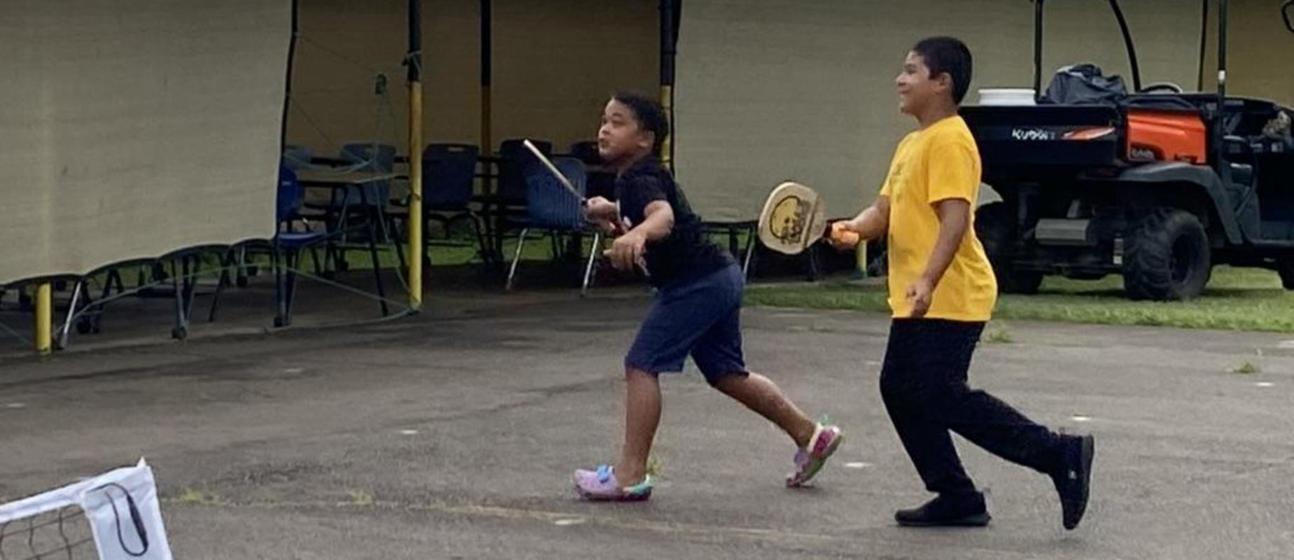 Students playing pickleball