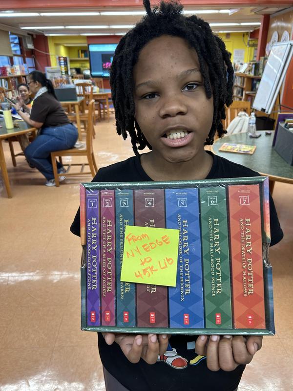 Student with donated set