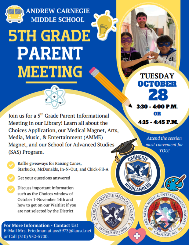 5th gr parent meeting