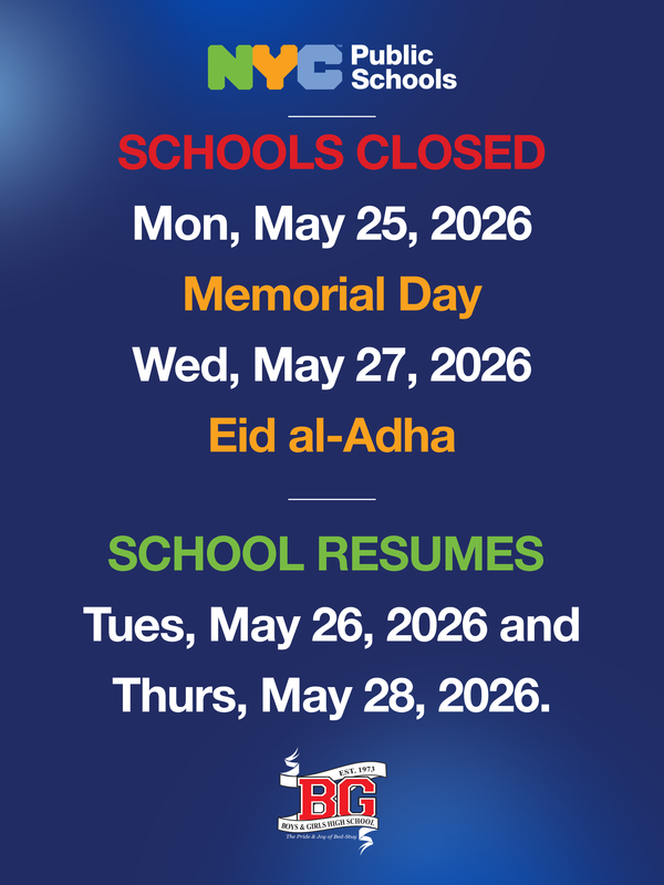 Schools Closed - Memorial Day and Eid al-Adha 2026