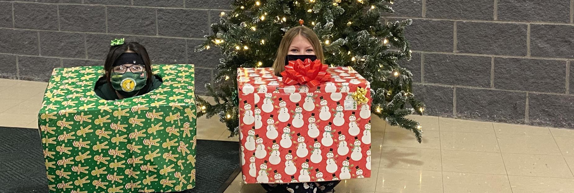 MS students dressed as presents