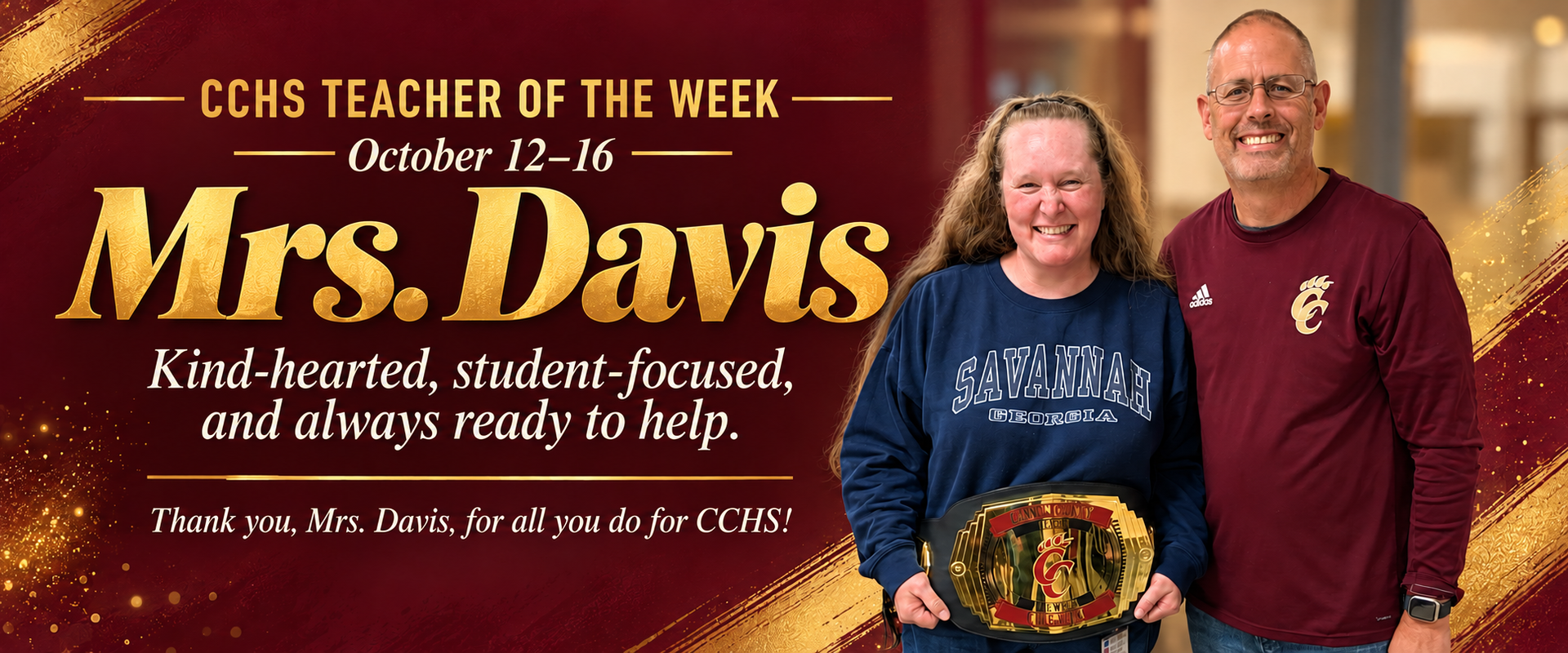 Teacher of the week. Mrs. Davis