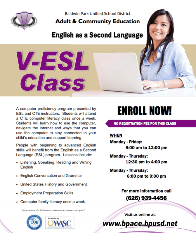 ESL Class Offering for Parents/ Clases de ESL para Padres Featured Photo