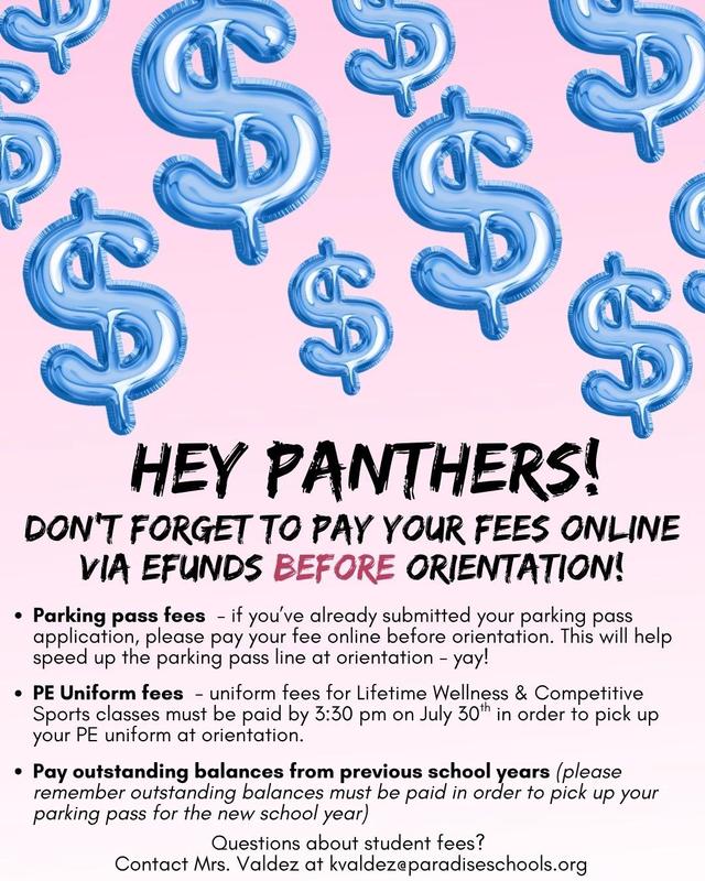 graphic that says "don't forget to pay fees before orientation"