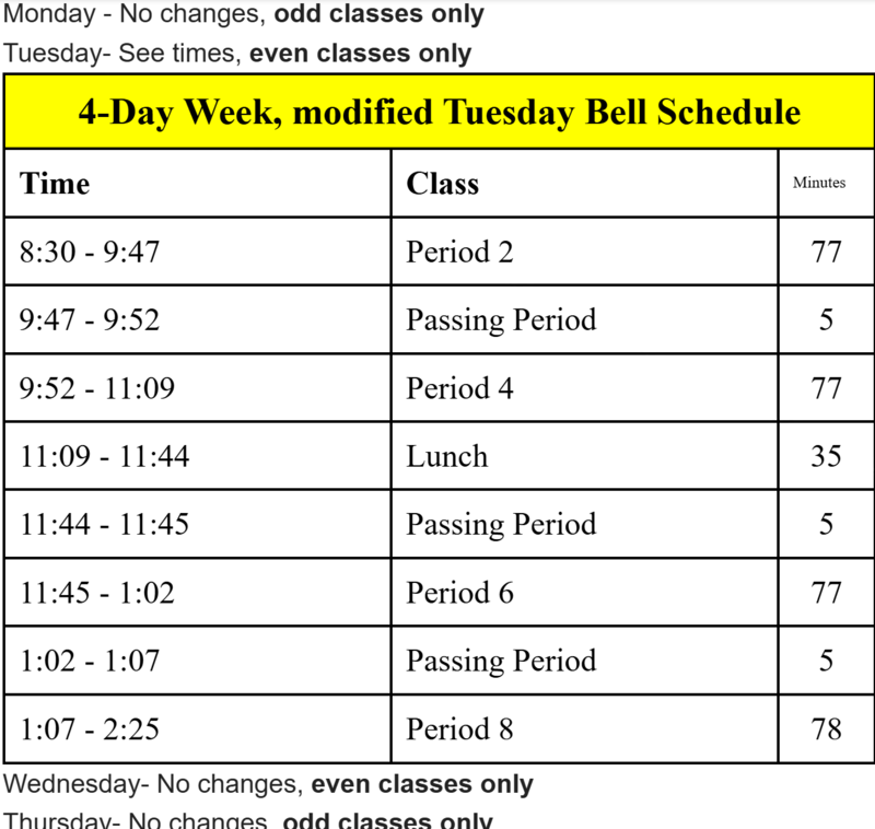 Modified Bell Schedule Image