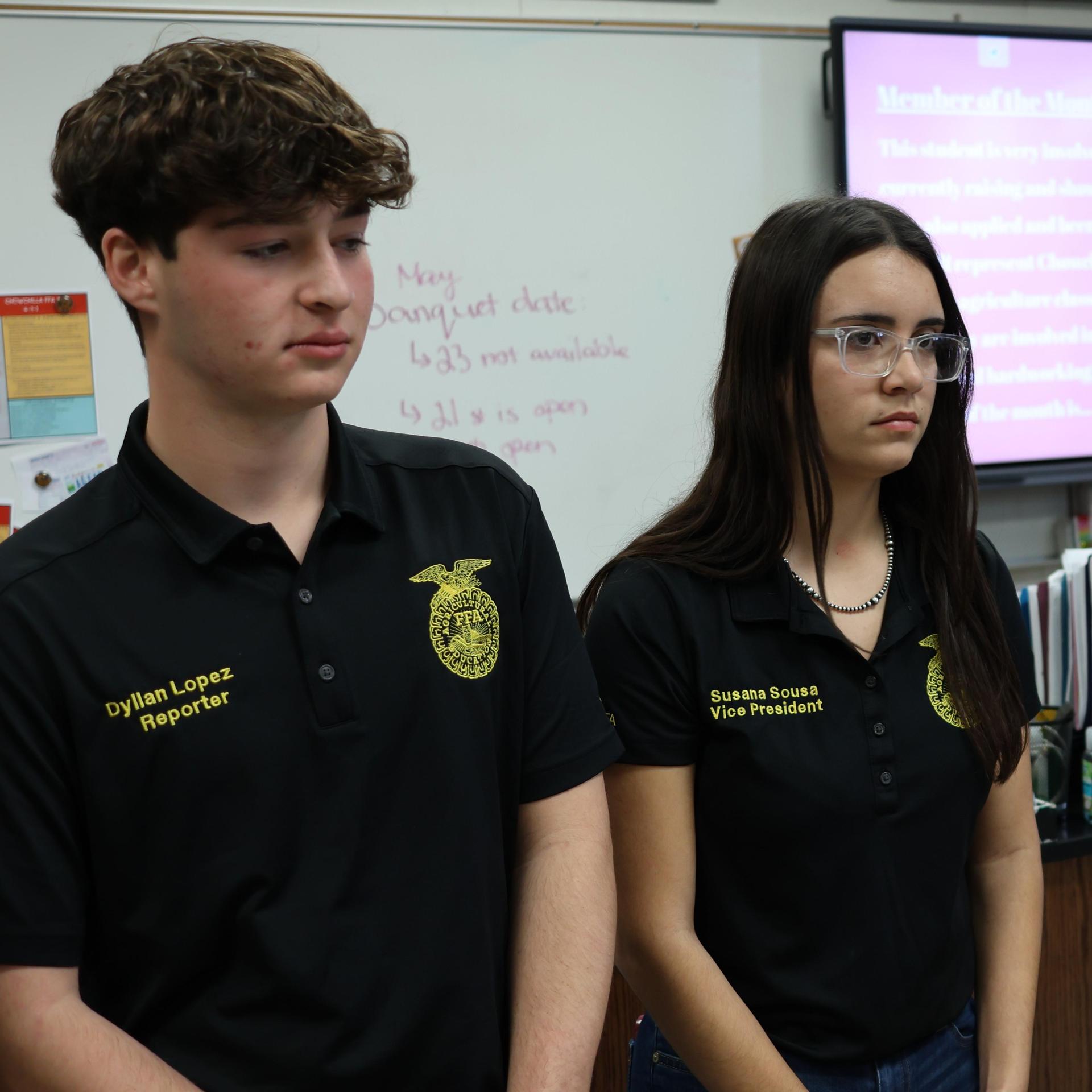 Future Farmer officers conducting the meeting