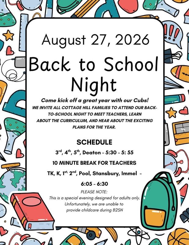 colorful flyer announcing times and grade levels