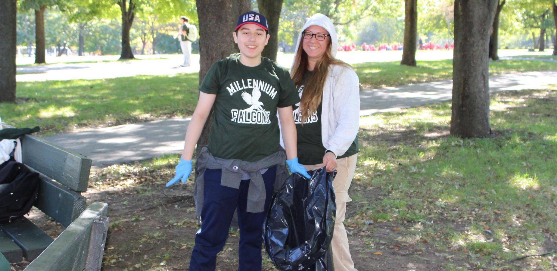 Students posing in the park