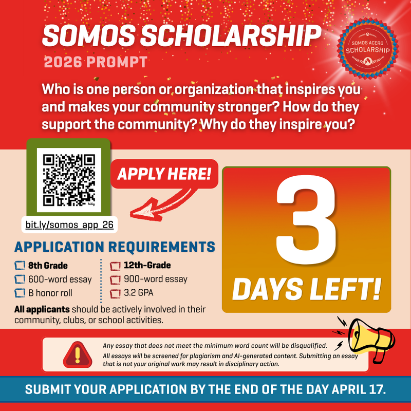 3 days left to apply to the Somos Scholarship!