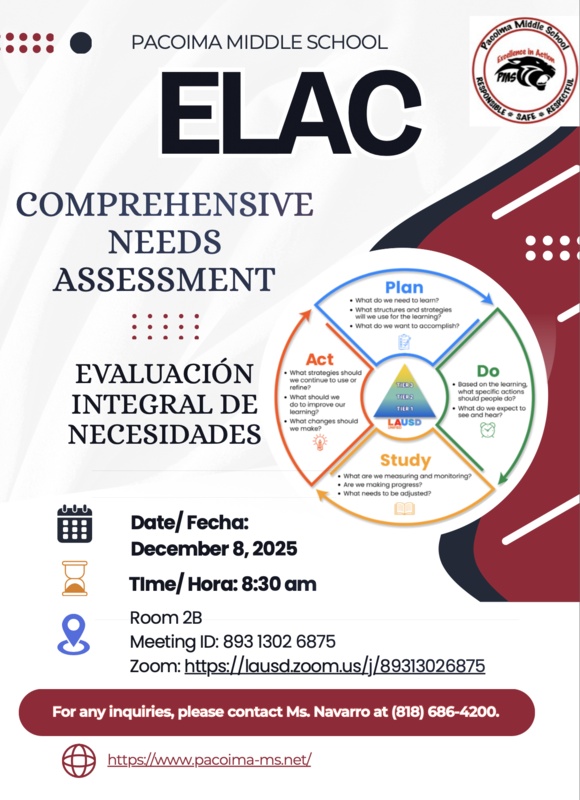ELAC Meeting on Monday, December 8th at 8:30 AM! Featured Photo