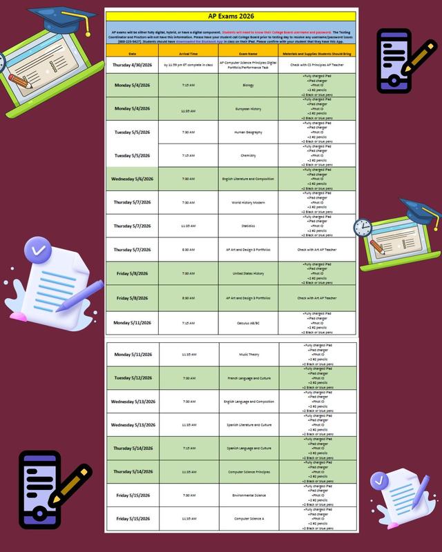 AP Exam Schedule