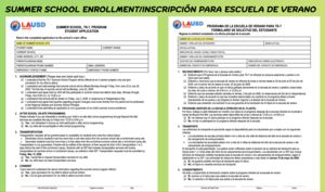 Summer School Enrollment/Inscripción de Escuela de Verano