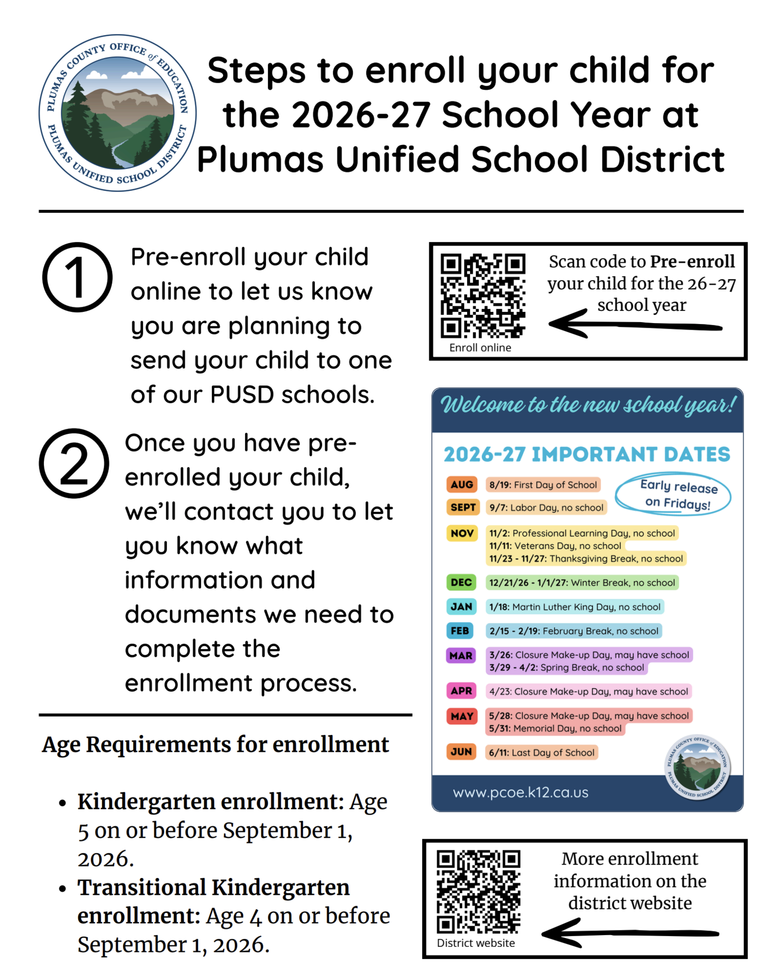 Steps to enroll at PUSD