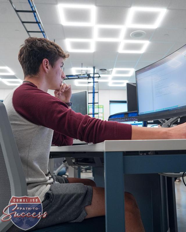HCCPHS Senior Luke Ringlein in his Computer Science class.