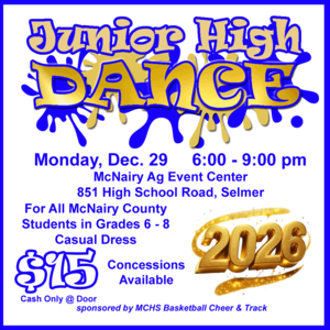 New Year's Dance junior high (6th-8th graders)