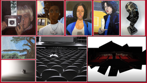 Collage of student artworks recognized in the Emerging Young Artists Exhibition