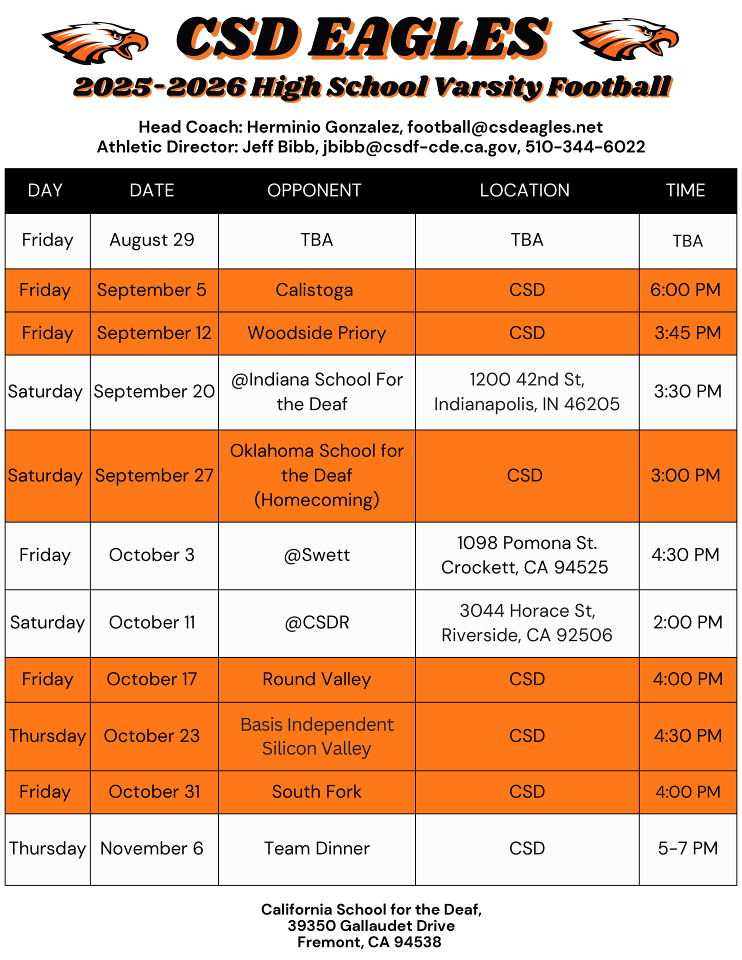 Tap on image for varsity football schedule