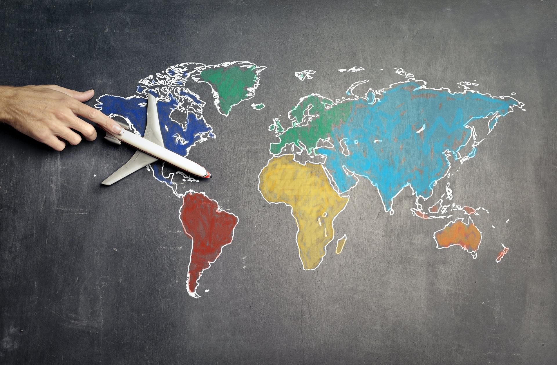 map of the world on a chalk board