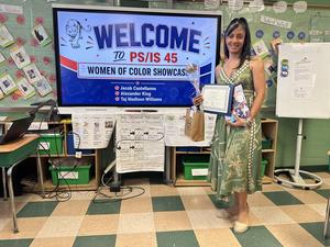 The Mrs Rivera with her certificate