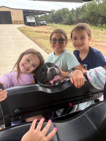 Aubree, Brinlee, and Lainee with our new dog, Nellie