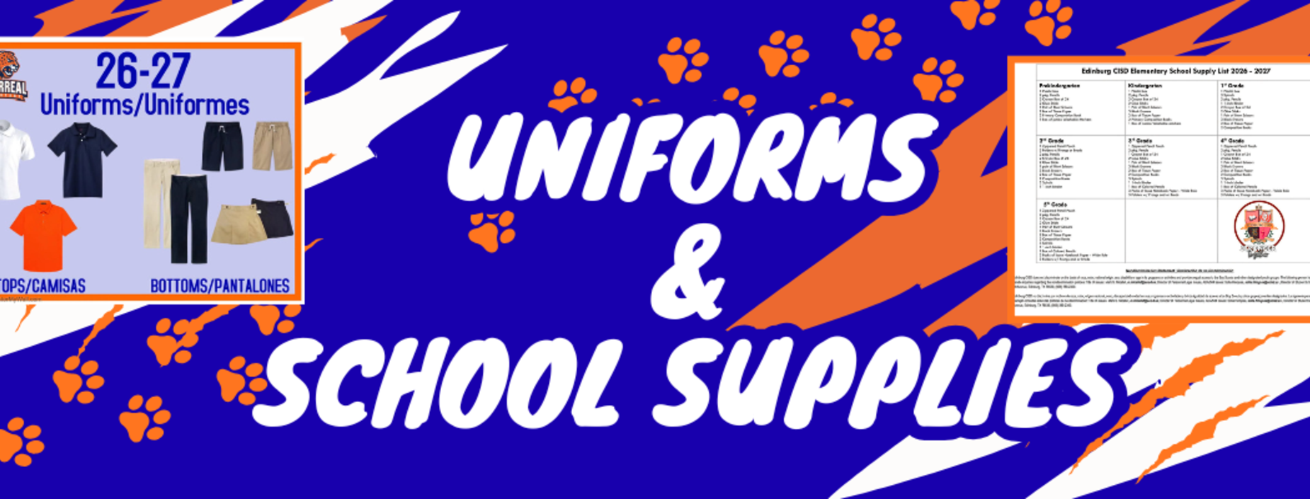 uniform and school supplies list