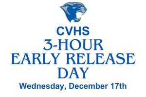 cvhs early release day notification with high school cougar logo