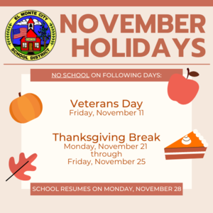 November Holiday Schedule Graphic