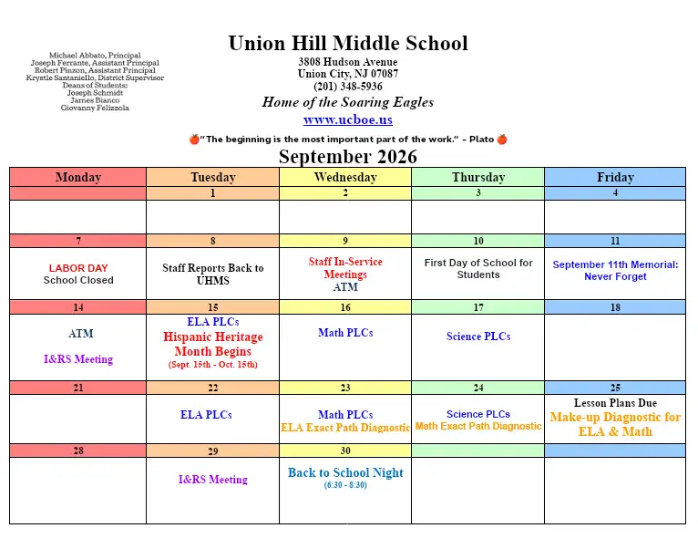 September 2026-Union Hill Middle School