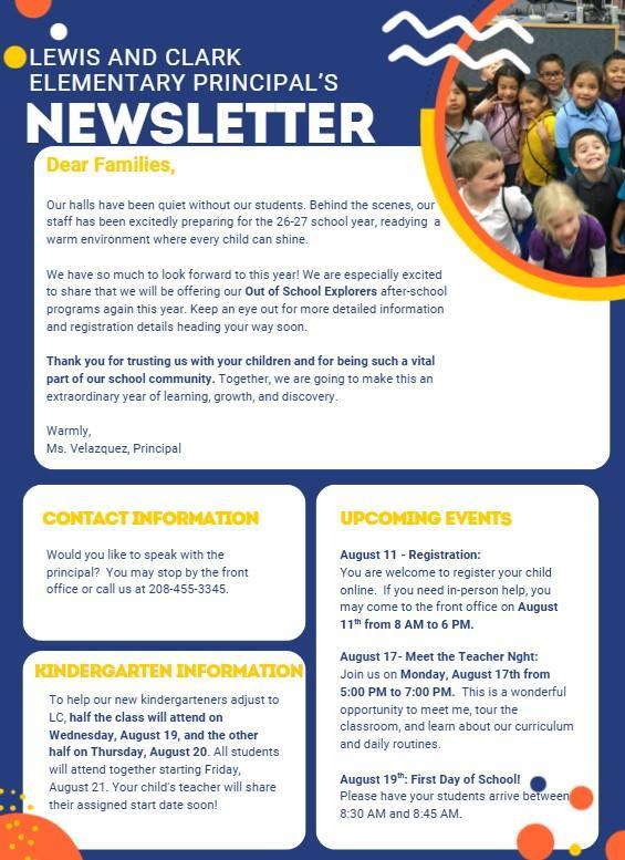 Summer Principal's Newsletter Thumbnail Image