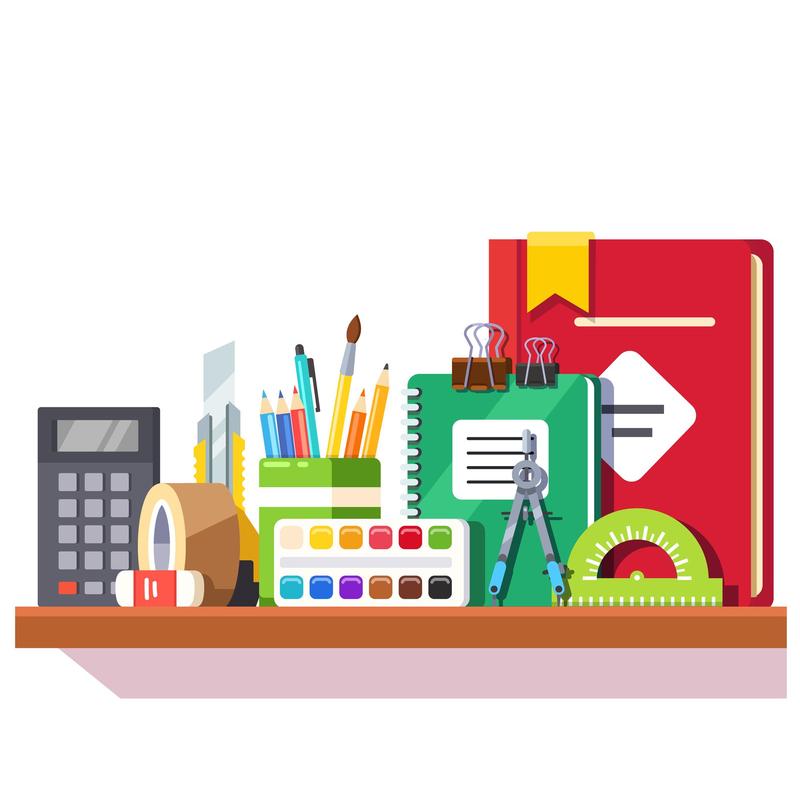 Assorted school supplies