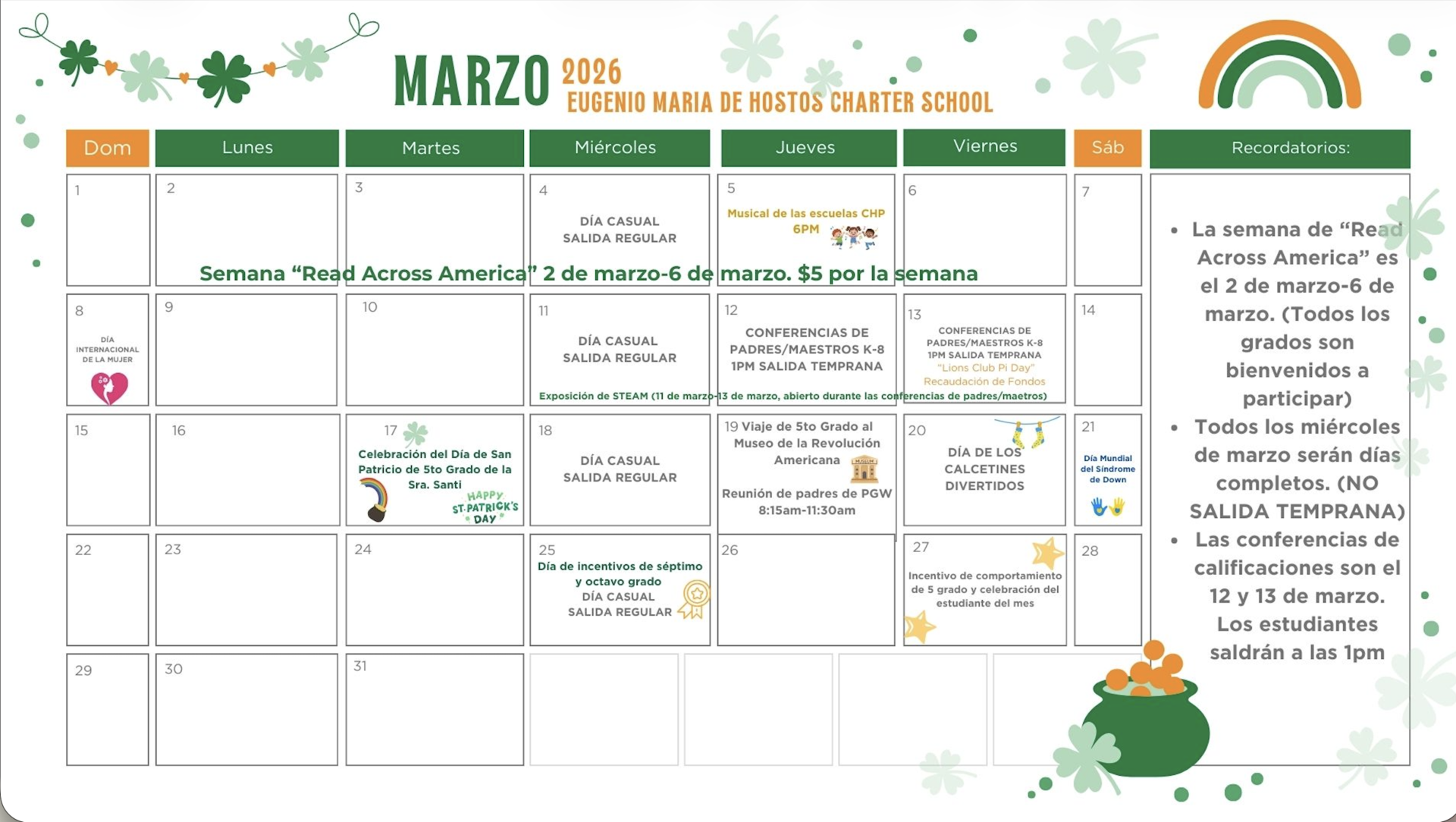 March Calendar Spanish